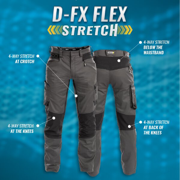 Dassy Workwear Flux Arbeitshose mit Stretch flexibel Bundhose Herrenhose Hose 